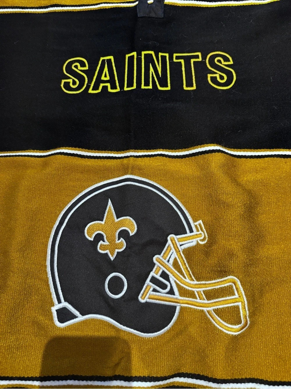 Saints Football  poncho Fringe Textile Gold & Black